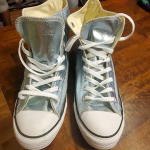 Blue silver metallic converse 12 1/2 mens sneakers